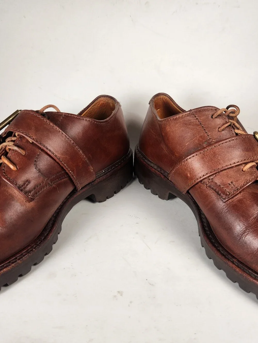 RALPH LAUREN Country Men's Shoe Size 7 D Monk Strap Lace Up Leather Vintage